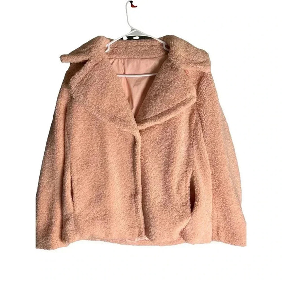 Kensie Reversible Pink Faux Fur Teddy Sherpa Coat Size SMALL Fuzzy Cozy Winter - Picture 1 of 7